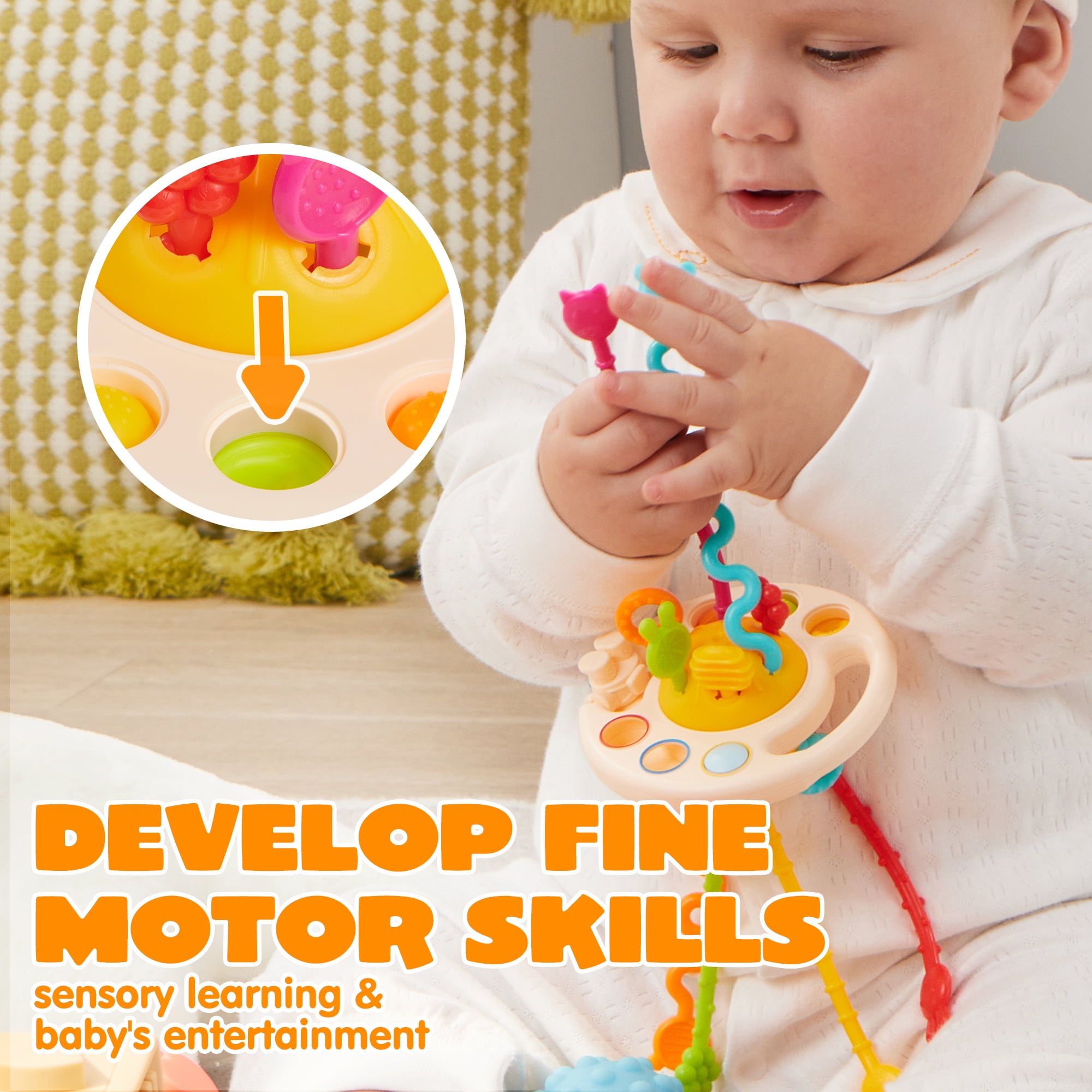 SYNCFUN Montessori Toys for Baby 0-3-6-12 Months, 4-in-1 Food-Grade Sensory Toys, Infant Stacking Circles Teether, Learning Gifts for Baby Girls Boys