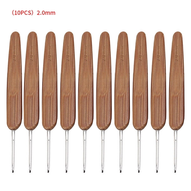Bewildely 10 Uds ganchos de ganchillo mango de bambú alúmina ganchos de ganchillo juego de agujas de tejer 2,5-6mm ganchillo para tejer herramienta de Decoración del hogar 1 cabeza 2.0 mm Bewildely HA006418-07