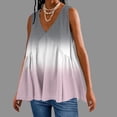 thumbnail image 2 of Plebaso V Neck Tank Tops for Women Gradient Color Ruffle Shirts Flowy Sleeveless Womens Summer Blouses, 2 of 5