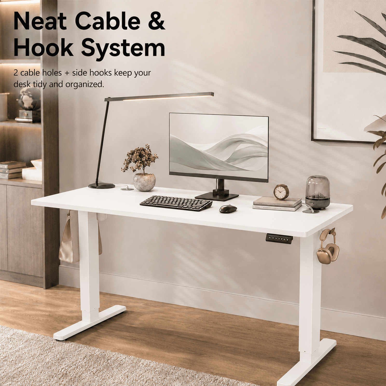Alvantor Standing Desk, 28.7''- 48'' Height Electric Height Adjustable Home Office Desk with 3 Memory Presets, Sit and Stand Up, T-Shaped Frame