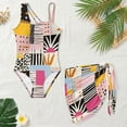 thumbnail image 3 of Xixirimido Abstract Geometric Patchwork Print Girls Swimwear One Piece with Adjustable Strap and Removable Bra, Fashion Bathing Suit with Mesh Cover Up Skirt for Teens, Size 11-12 Years, 3 of 7