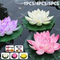 thumbnail image 4 of OUSITAID 18cmArtificial Lotus WaterLily Flowers Real Touch Floating Plant Swimming Pool Pink, 4 of 10