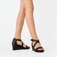 thumbnail image 2 of DREAM PAIRS Women Wedge Sandals Fashion Ankle Strap Sandals Shoes Open Toe Platform Back Zipper Dress Shoes NINI-2 BLACK/PU Size 6.5, 2 of 7