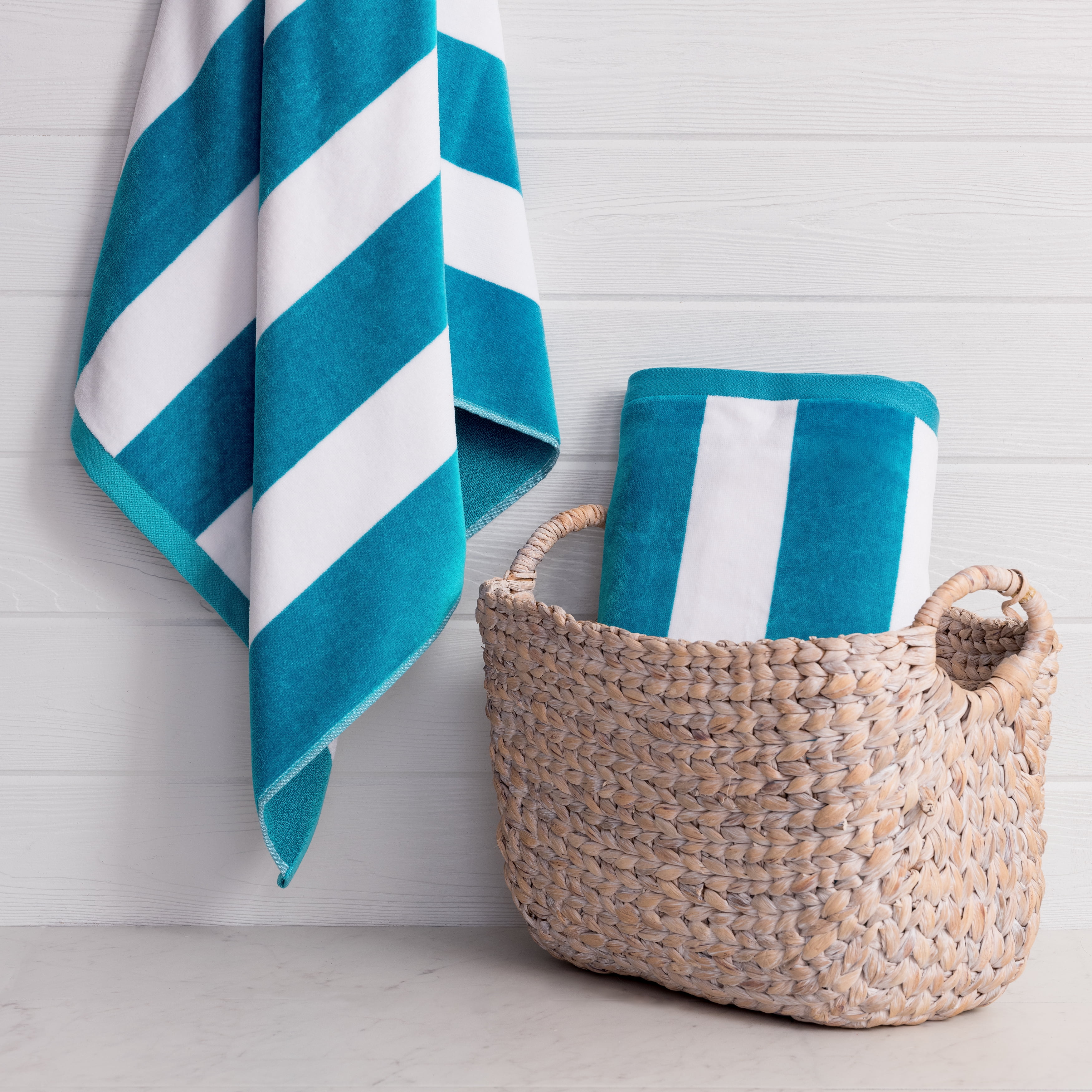 Boutique Hotel Beach Towel For Two Oversized Pastel Striped Blue Pink Turkish 