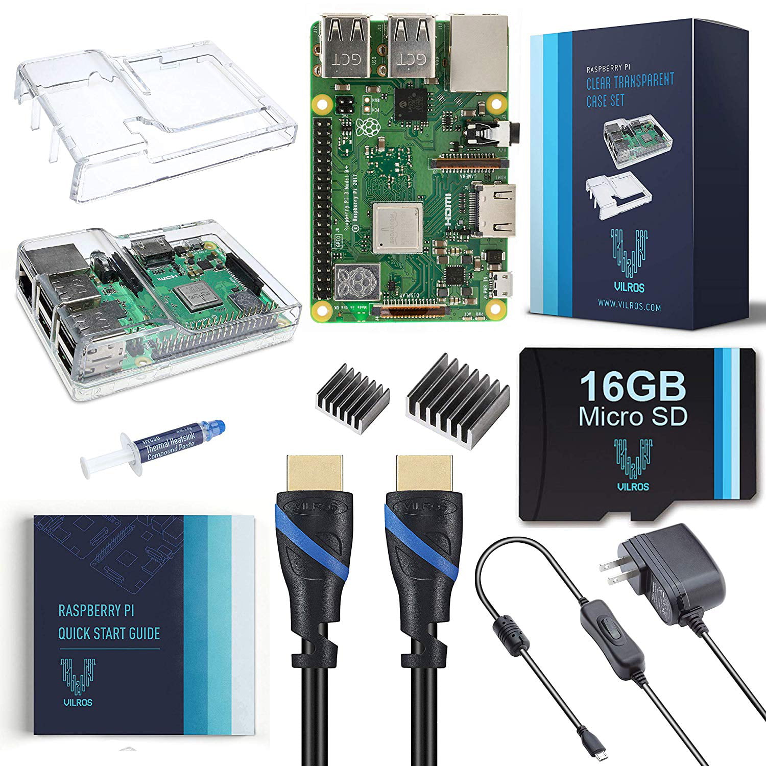 Vilros Raspberry Pi 3 Complete Starter Kit with Clear Case and 32GB SD Card 