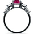 thumbnail image 5 of Vintage Style Round Three Stone Ring Ruby Cubic Zirconia Black Tone 925 Sterling Silver, Size 8, 5 of 7