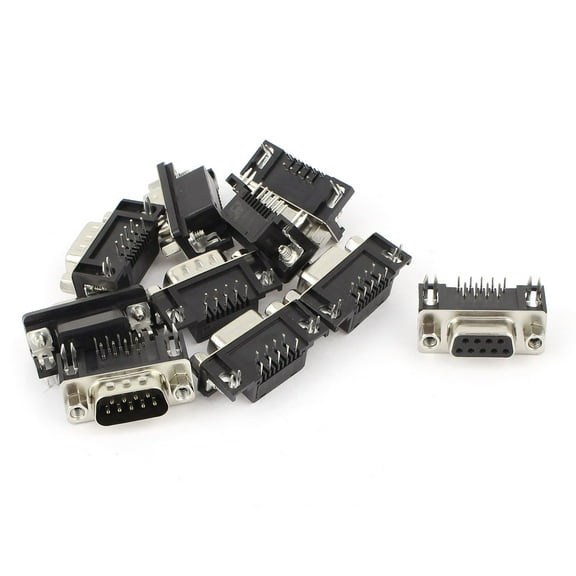 Unique Bargains 10Pcs RS232 Serial DB9 9Pin Male Female Solder Connector Jack Socket for PCB