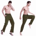 thumbnail image 6 of mashalili Men's Linen Cotton Yoga Pants Casual Loose Sweatpants Drawstring Beach Trousers Lounge Open Bottom Pants with Pockets armygreen XXL, 6 of 7