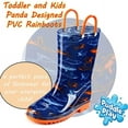 thumbnail image 3 of Puddle Play Waterproof Black And Green Dinosaurs PVC Rain Boots Easy-On Handles - Size 11 Little Kid, 3 of 6