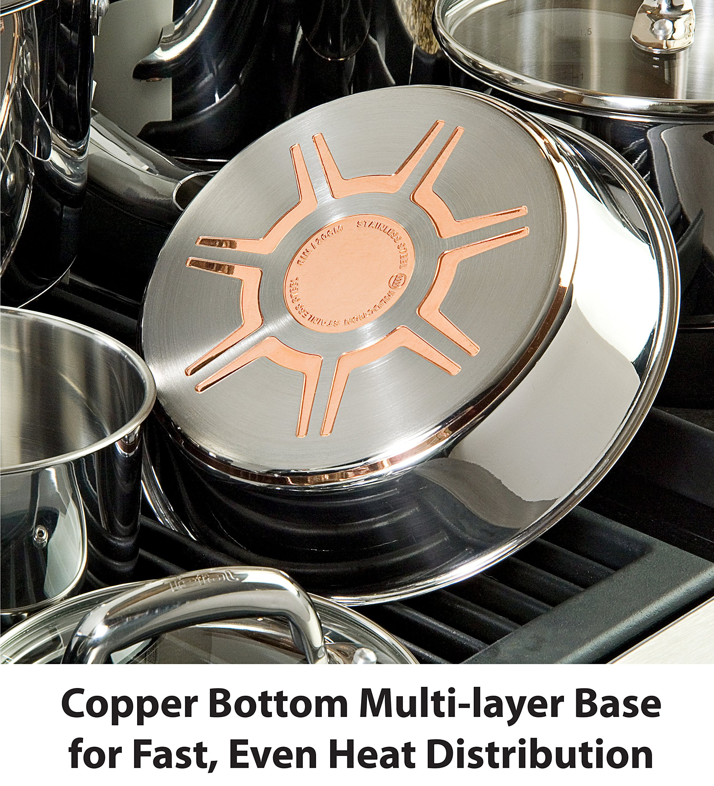 T-fal 5 qt. Copper Ceramic Saucepan with Lid C4108264 - The Home Depot
