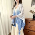 thumbnail image 5 of Hzzsbu Women's Gradient Color Cloak Cape Knit Shawl Vintage Ethnic Style Poncho, 5 of 7
