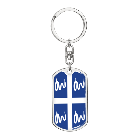 Martinique Flag Swivel Keychain Dog Tag Stainless Steel or 18k Gold