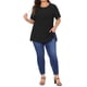 thumbnail image 1 of Blusas de mujer de tallas grandes Agnes Orinda, camisetas de cuello redondo de manga corta con textura y abertura lateral, blusa tunic casual 2X negra, 1 of 6