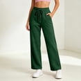 thumbnail image 5 of Nfurl Sweatpants for Women Straight Leg Pants with Pockets Elastic Waist Drawstring Solid Color Basic Sweat Pants Comfy Casual Sweatpant Green,L, 5 of 6