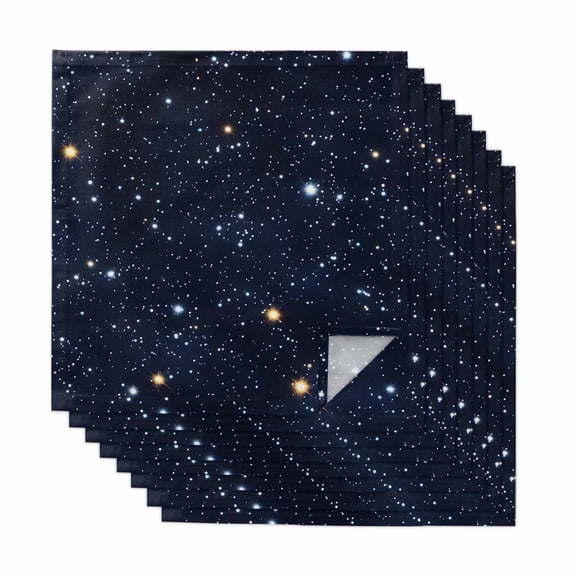 Blue Starry Sky Cloth Napkins, Universe Space Galaxy Night Star Washable and Reusable Dinner Napkins Set of 8, Table Napkin for Kitchen Party Birthday Wedding Hotel Housewarming 20"x20"