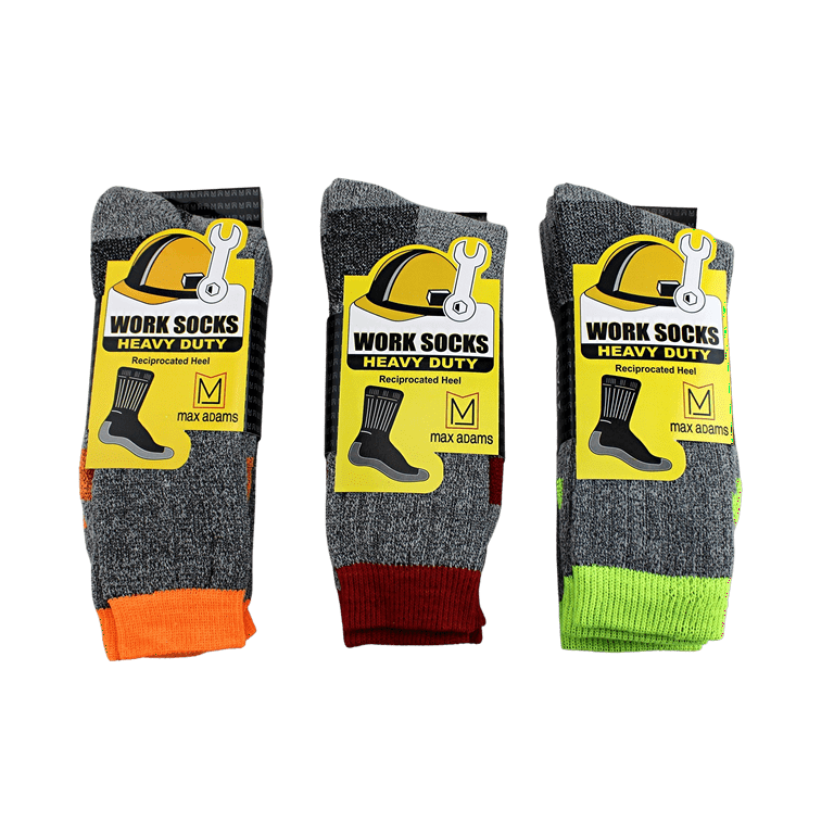 6 Pairs of Men's Heavy Duty Work Socks - Reinforced Heel & Toe, Anatomical  Heel Design, Comfort Toe Seams, Stay-Up Comfort Bands - Durable Poly Cotton
