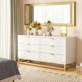 thumbnail image 2 of Enjoy Great Deals Sleek White 6-Drawer Dresser with Gold Accents – Stylish Storage Organizer on Metal Legs for Bedroom, Living Room, or Hallway, 2 of 5