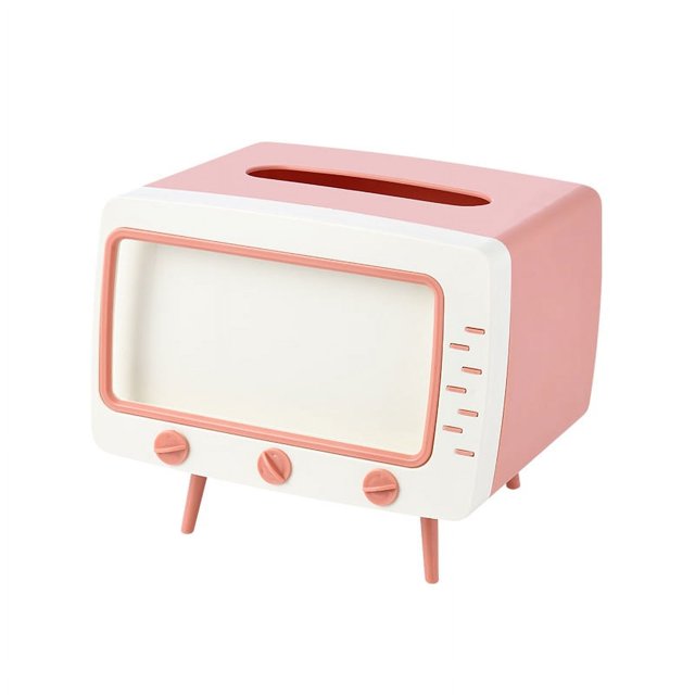 Caja de pañuelos de TV creativa, caja de almacenamiento de pañuelos de cocina para el hogar, color rosa Sailing Electrónica