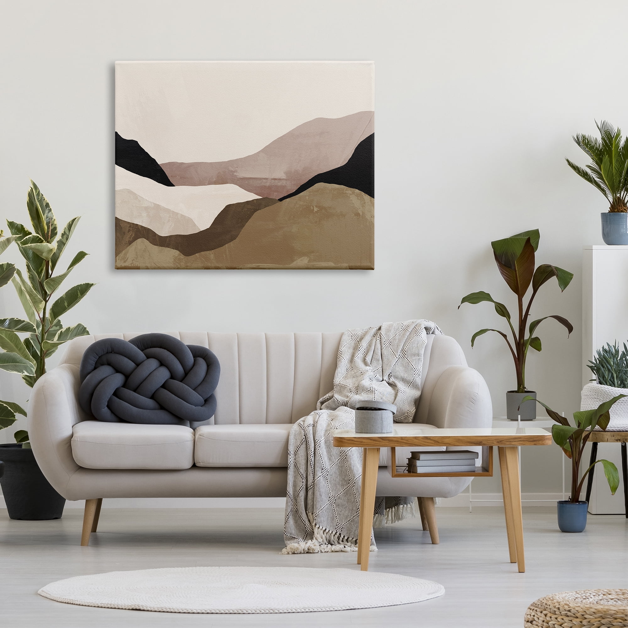 Stupell Industries Layered Desert Mountain Peaks Abstract Painting Gallery Wrapped Canvas Art Print Wall Art, 48 x 36