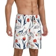 thumbnail image 2 of Kdxio Tulips Flowers Print Mens Sleep Shorts Bottoms Soft Comfy Pajama Wear Pants with Drawstring Pockets, 2 of 7
