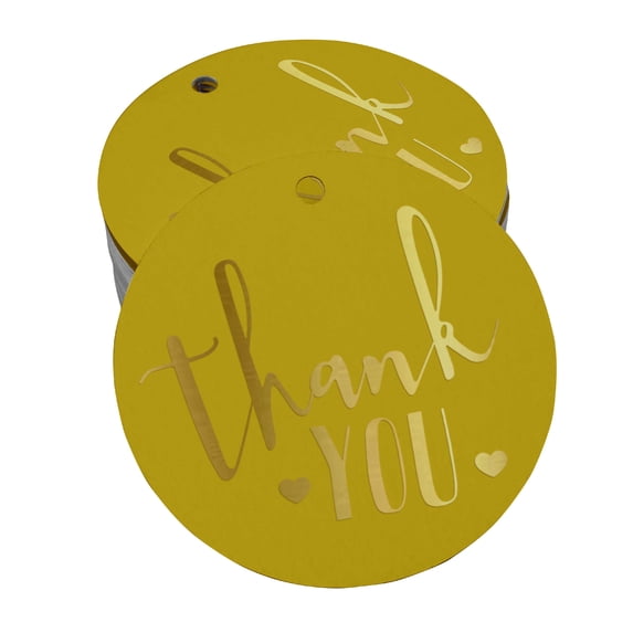 Inkdotpot Real Gold Foil Thank You Bridal Shower-Baby Shower-Retirement-Wedding-Birthday Tags Favor Hang Paper Tags 50 Pieces