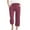 Burgundy, variant on Wyobmus Womens Plus Size Capri Pants Plus Size Casual High Waisted Wide Leg Lounge Pants Drawstring 3/4 Solid Color Loose Palazzo Trousers With Pockets S-5X Coffee