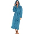 thumbnail image 1 of Women's Plush Fleece Robe with Hood, Long Warm Solid Bathrobe, 1 of 7