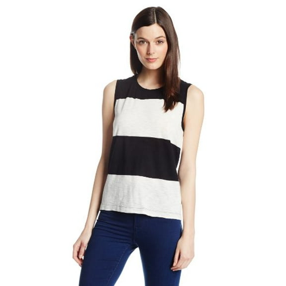 Calvin Klein Jeans Women's Broad Stripe Crew Neck Tee, Black, Small
