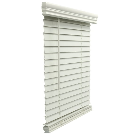 Cordless 2" Faux Wood Blinds, Venetian Horizontal Blinds Window Partial Inside Mount White, 33.5" W x 60" H