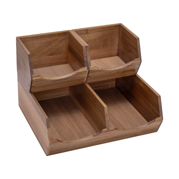 Seville Classics 3-Piece Stackable Acacia Wood Bin Organizer Set