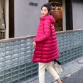 thumbnail image 4 of Chaqueta de plumón ligera para mujer, de largo medio, de invierno, ajustada, con gorro, talla grande, chaqueta de plumón de pato blanca, 4 of 6