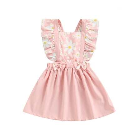 

Suanret Toddler Baby Girls Sleeveless Flower Print Dresses Clothes Summer Princess Dress Party Pageant Dress Pink 4T