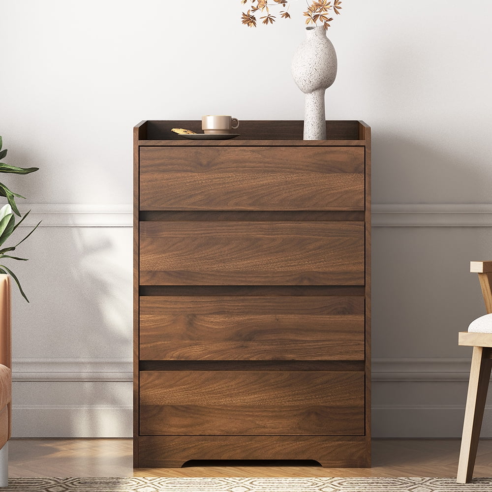 YINGYING 4 Drawer Dresser, Modern Wooden Tall Chest of Drawers Waterproof Dressers Storage Organizer for Living Room, Entryway, Bedroom