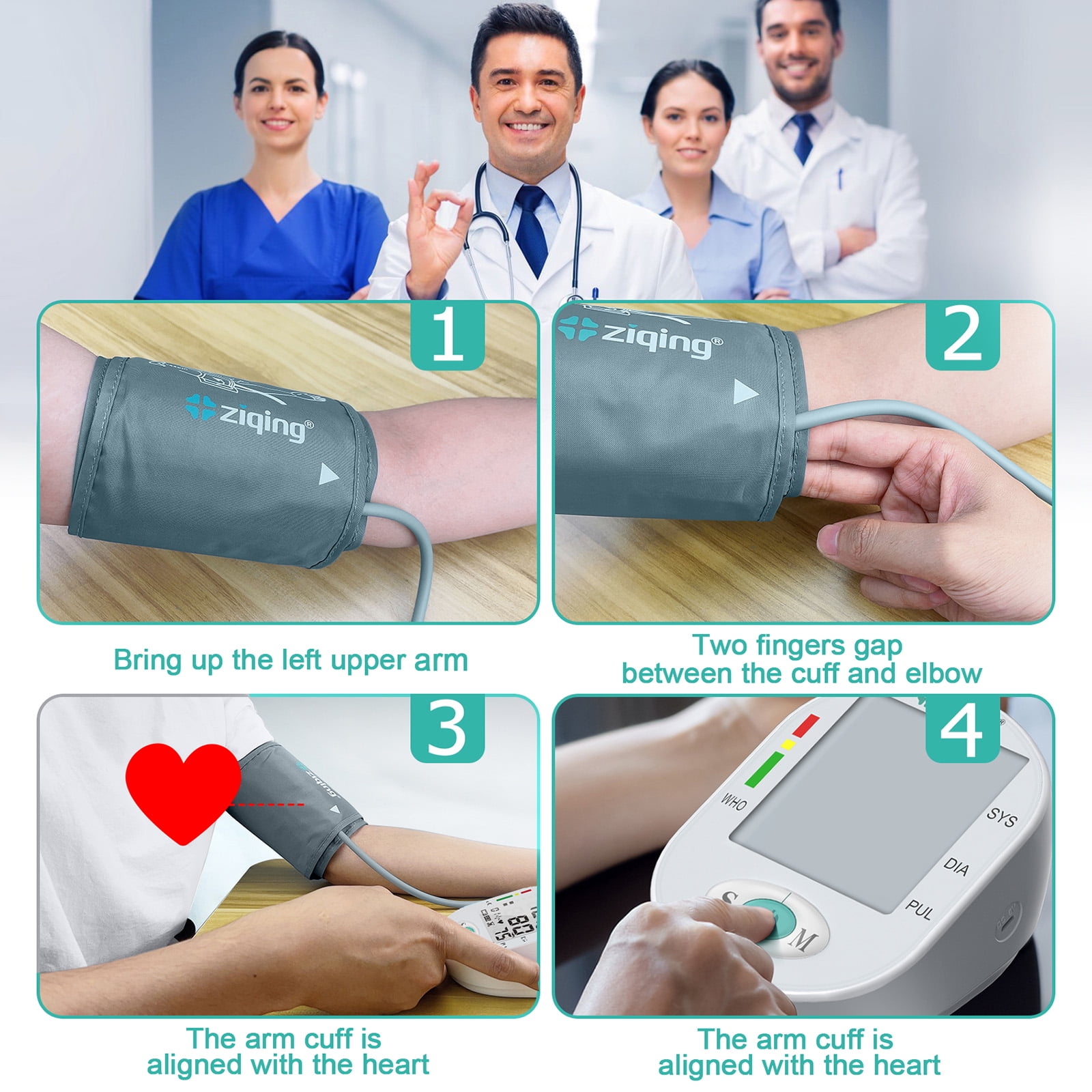 Upper Arm Blood Pressure Monitor - 2×99 Memory Storage, Rechargeable Large Backlit LCD Screen, and adjustable blood pressure cuff