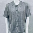 thumbnail image 6 of Daolelai Summer Thin Knitted Sweater Men's Lapel Short-Sleeved Hollow Cardigan European and American Muscle Men's Clothing, 6 of 7