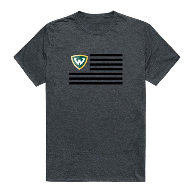 Wayne State University Flag T-Shirt, Heather Charcoal 2 - Medium