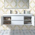 thumbnail image 3 of Vanity Art 60 Inches LED Lighted Double Sink Wall Mounted Bathroom Vanity Set 2 Drawers Storage Cabinet White Engineered Stone Top Undermount Rectangle Sinks with Sensor Switch, 3 of 5