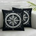 thumbnail image 3 of COMIO Ocean Theme Blue Pillow Covers ,with Compass Pattern Coastal Sailing Cushion Covers Nautical Beach Decorative Pillowcases for Sofa/Couch, 3 of 5