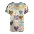 thumbnail image 4 of Busydd Plus Size Scrub Tops Women Fashion Graphic Print Valentines Day Nursing Scrub Top Casual Oversized Short Sleeve V Neck Women Scrubs with Pockets, 4 of 5