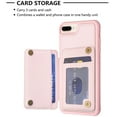 thumbnail image 4 of Dteck for iPhone 7 / iPhone 8 / SE 2022 & 2020 Card Holder Back Case with Pockets, Premium PU Leather ID Cash Credit Slots Magnetic Kickstand Flip Folio Slim Hard Protective Cover, pink, 4 of 7