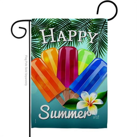 G135027-BO Happy Summer Pop Summertime Fun & Sun 13 x 18.5 in. Double-Sided Decorative Vertical Garden Flags for House Decoration Banner Yard Gift