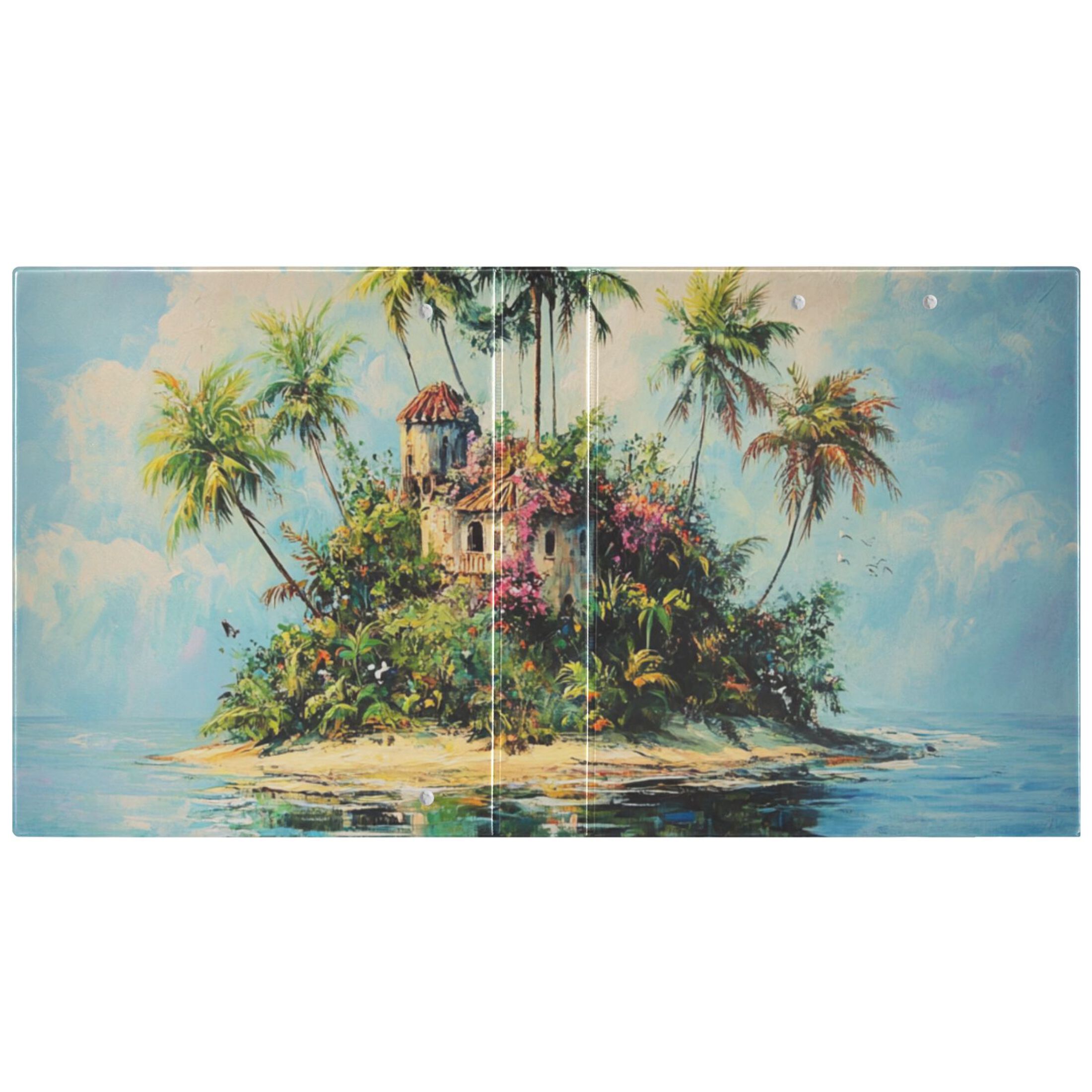 Watercolor Paradise Island 3 Ring Binders 1.5 inch Hardcover File Folders with Interior Pockets A4 Size Organizer for School Office Hospital