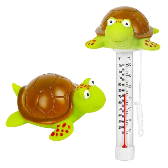 Floating Pool Thermometer, Large Size Easy Read for Water Temperature with String - Swimming Pools, Spas, Hot Tubs, Ponds (Turtle)