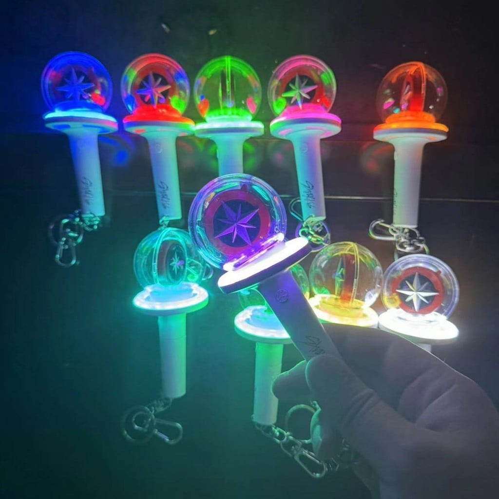 Kpop Idol Stray Kids Mini Lightstick Ring Keychain, Multicolor