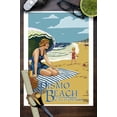 thumbnail image 2 of Pismo Beach, California - Woman & Beach Scene - Lantern Press Artwork (9x12 Art Print, Wall Decor Travel Poster), 2 of 3