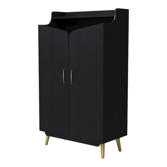 ENITIAL STAR Ansel 7-Shelf Wood Shoe Cabinet for 15 Shoes in Black