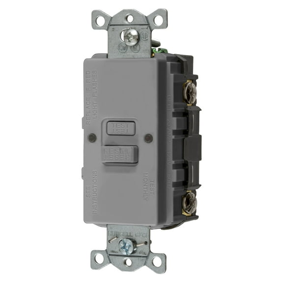Bryant Electric GFBFST20GY 20 Amp 125V Commercial/Residential Self Test Faceless GFCI Receptacle, Gray