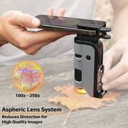 Carson MicroFlip 100x-250x LED Lighted Pocket Microscope Bundle with 24 Prepared Slides (MP-250BUN)