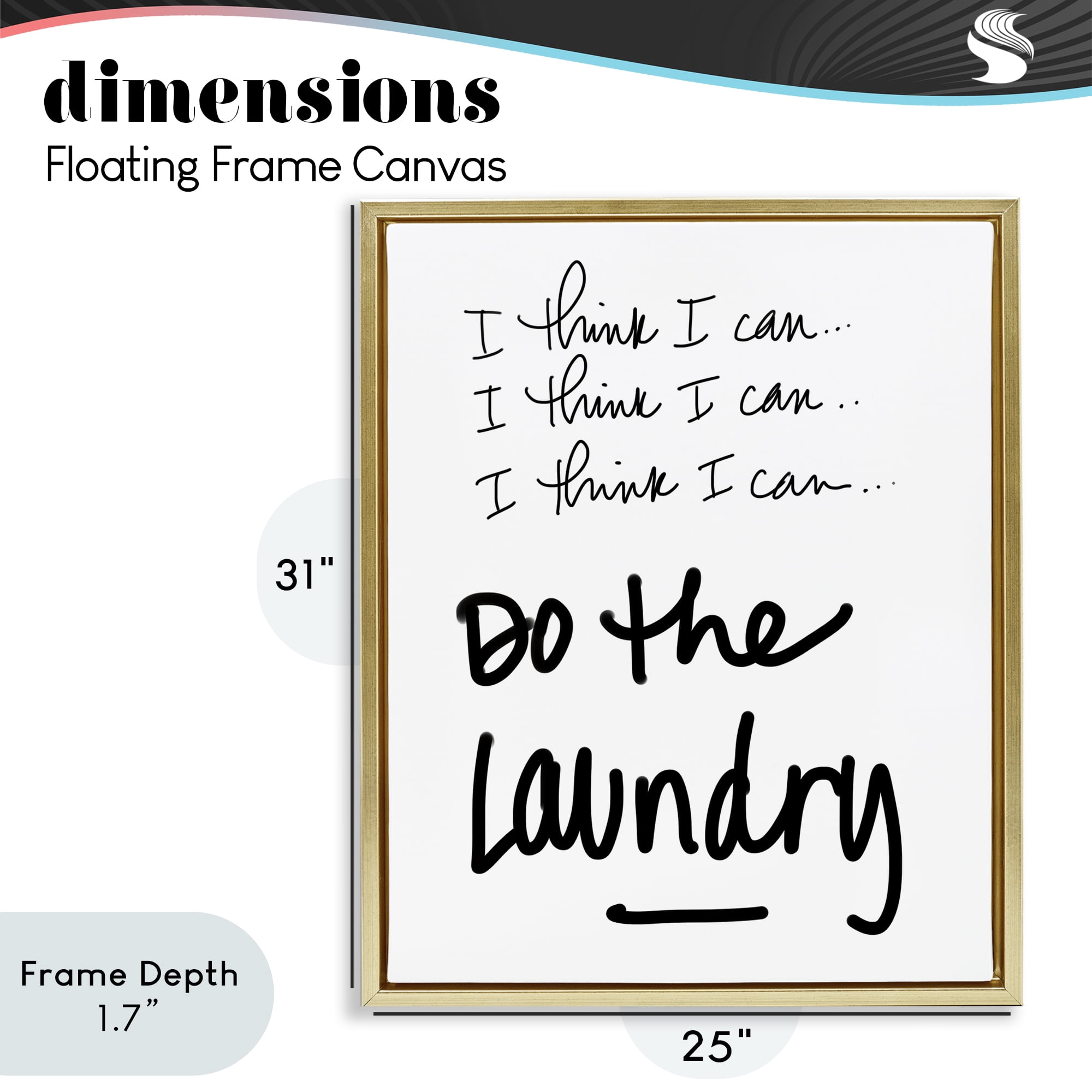 Stupell Industries Think I Can Do Laundry Gold Framed Floater Canvas Wall Art, design by SD Graphics Studio