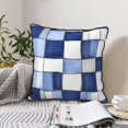 thumbnail image 6 of Velvet Rimmed Pillowcase Is Not Easy To Open Line Deformation Invisible Zipper Opening And Closing Only Pillowcase Does Not Contain Pillow Core Cornflowerblue Checked Hand-Drawn Sketch_4 20"X20", 6 of 8